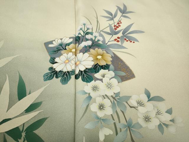 平和屋着物●訪問着　地紙花文　シルエット　暈し染め　金彩　正絹　逸品　CABI9943ut