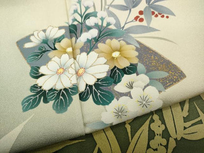 平和屋着物●訪問着　地紙花文　シルエット　暈し染め　金彩　正絹　逸品　CABI9943ut