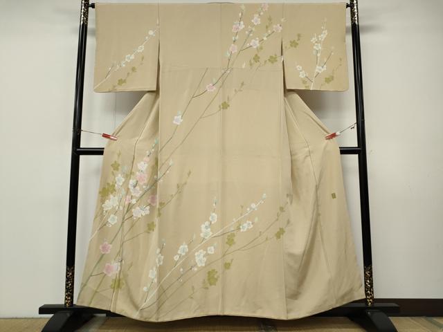 平和屋着物●京加賀糸目友禅作家　山崎巌　訪問着　枝花文　正絹　逸品　CABI9945ut