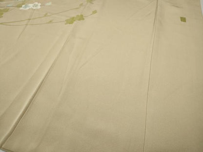 平和屋着物●京加賀糸目友禅作家　山崎巌　訪問着　枝花文　正絹　逸品　CABI9945ut