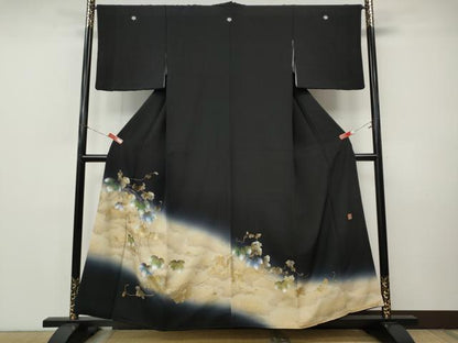 平和屋着物●和紙染染色作家・植村彩弘　黒留袖　蔦の葉文　暈し染め　金銀彩　やまと誂製　正絹　逸品　CABI9946ut