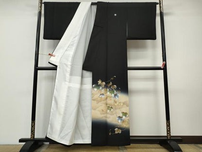 平和屋着物●和紙染染色作家・植村彩弘　黒留袖　蔦の葉文　暈し染め　金銀彩　やまと誂製　正絹　逸品　CABI9946ut
