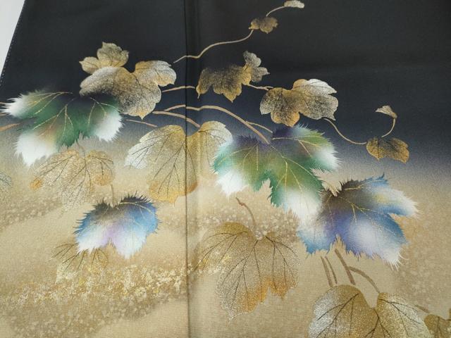 平和屋着物●和紙染染色作家・植村彩弘　黒留袖　蔦の葉文　暈し染め　金銀彩　やまと誂製　正絹　逸品　CABI9946ut