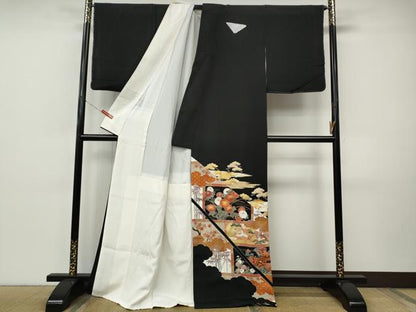平和屋着物●豪華黒留袖　作家物　駒刺繍　日本の心　金彩　正絹　逸品　未使用　CABI9949ut