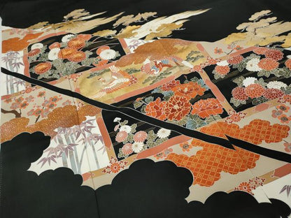 平和屋着物●豪華黒留袖　作家物　駒刺繍　日本の心　金彩　正絹　逸品　未使用　CABI9949ut