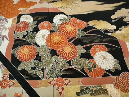 平和屋着物●豪華黒留袖　作家物　駒刺繍　日本の心　金彩　正絹　逸品　未使用　CABI9949ut