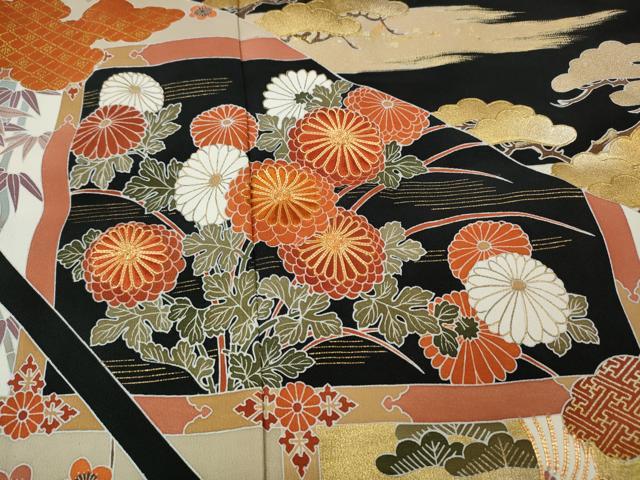 平和屋着物●豪華黒留袖　作家物　駒刺繍　日本の心　金彩　正絹　逸品　未使用　CABI9949ut