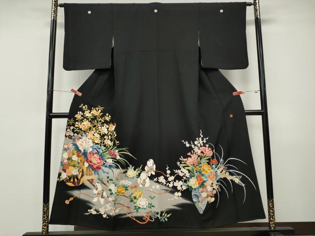 平和屋着物●本加賀友禅作家　中政雄　黒留袖　唐子花車文　正絹　逸品　CABI9950ut