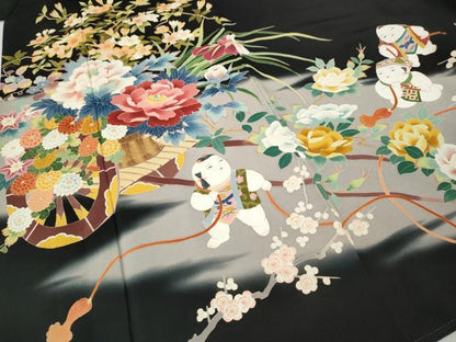 平和屋着物●本加賀友禅作家　中政雄　黒留袖　唐子花車文　正絹　逸品　CABI9950ut