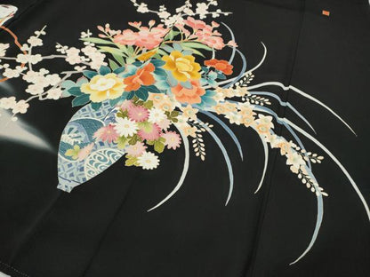 平和屋着物●本加賀友禅作家　中政雄　黒留袖　唐子花車文　正絹　逸品　CABI9950ut