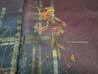 平和屋着物●訪問着　刺繍　舞蝶枝垂れ花文　暈し染め　金彩　正絹　逸品　CABI9951ut