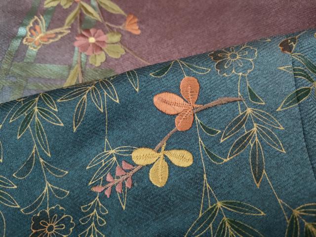 平和屋着物●訪問着　刺繍　舞蝶枝垂れ花文　暈し染め　金彩　正絹　逸品　CABI9951ut