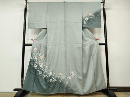 平和屋着物●訪問着　舞花文　シルエット　暈し染め　金彩　正絹　逸品　CABI9953ut