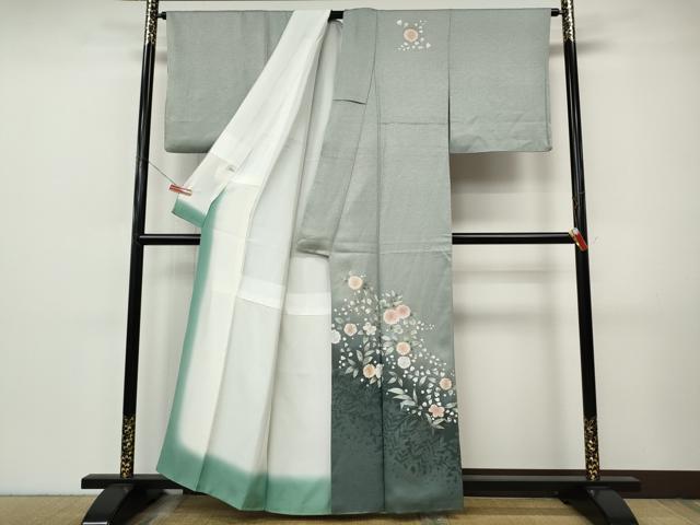 平和屋着物●訪問着　舞花文　シルエット　暈し染め　金彩　正絹　逸品　CABI9953ut