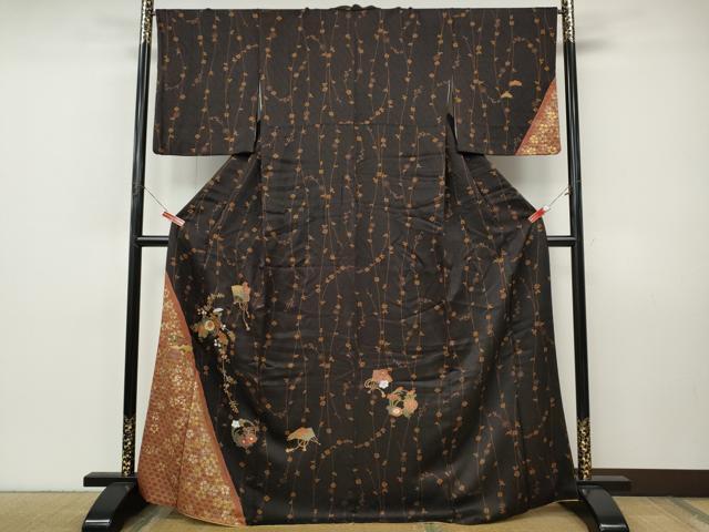 平和屋着物●訪問着　扇面花文　金銀彩　正絹　逸品　CABI9954ut