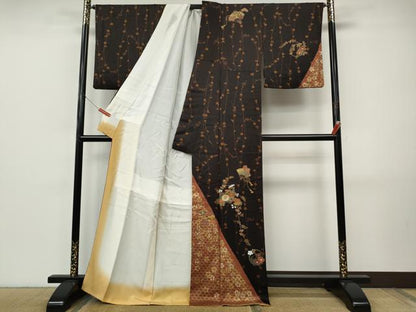 平和屋着物●訪問着　扇面花文　金銀彩　正絹　逸品　CABI9954ut
