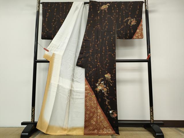 平和屋着物●訪問着　扇面花文　金銀彩　正絹　逸品　CABI9954ut