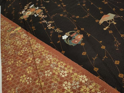 平和屋着物●訪問着　扇面花文　金銀彩　正絹　逸品　CABI9954ut