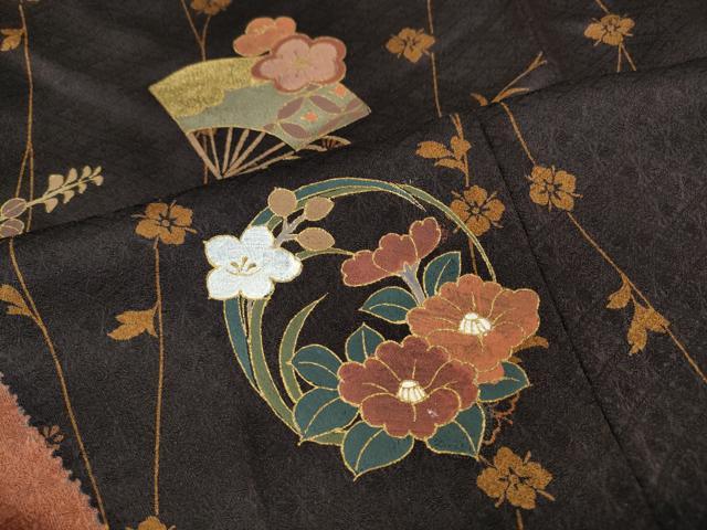 平和屋着物●訪問着　扇面花文　金銀彩　正絹　逸品　CABI9954ut