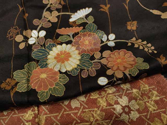 平和屋着物●訪問着　扇面花文　金銀彩　正絹　逸品　CABI9954ut