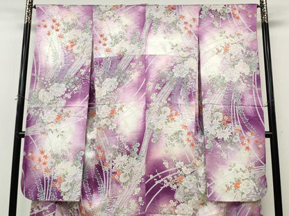 平和屋着物●豪華振袖　草花文　暈し染め　金彩　正絹　逸品　CABI9956ut