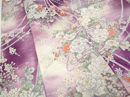 平和屋着物●豪華振袖　草花文　暈し染め　金彩　正絹　逸品　CABI9956ut