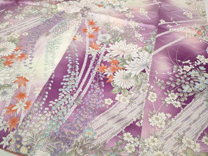 平和屋着物●豪華振袖　草花文　暈し染め　金彩　正絹　逸品　CABI9956ut
