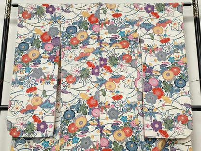平和屋着物●豪華振袖　紅型　草花づくし　鬼しぼ縮緬　正絹　逸品　CABI9957ut