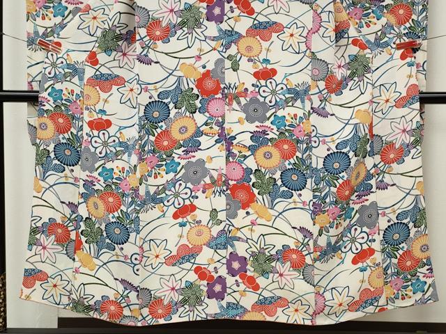 平和屋着物●豪華振袖　紅型　草花づくし　鬼しぼ縮緬　正絹　逸品　CABI9957ut