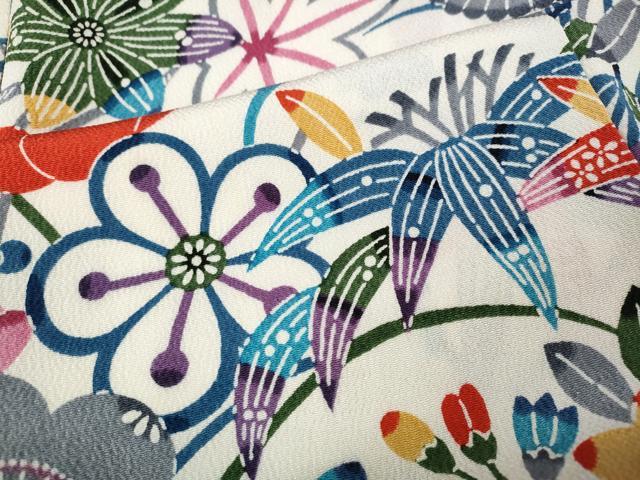 平和屋着物●豪華振袖　紅型　草花づくし　鬼しぼ縮緬　正絹　逸品　CABI9957ut