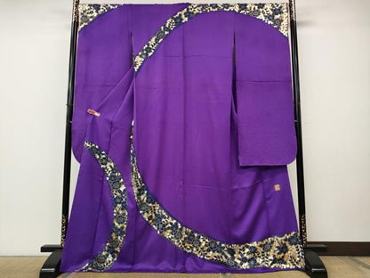 平和屋着物●金彩友禅作家　金彩の魔術師　堀省平　金煌織　振袖　舞花文　箔散らし　金銀彩　正絹　逸品　CABI9958ut