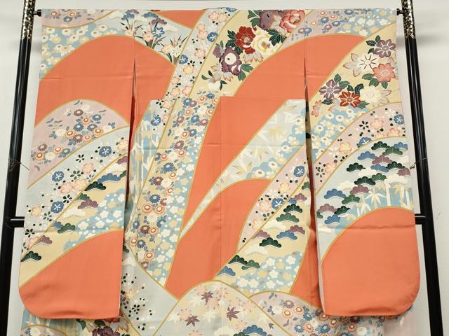平和屋着物●豪華振袖　友禅　草花文　正絹　逸品　CABI9959ut