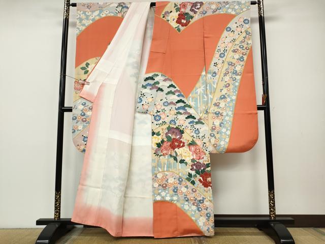 平和屋着物●豪華振袖　友禅　草花文　正絹　逸品　CABI9959ut