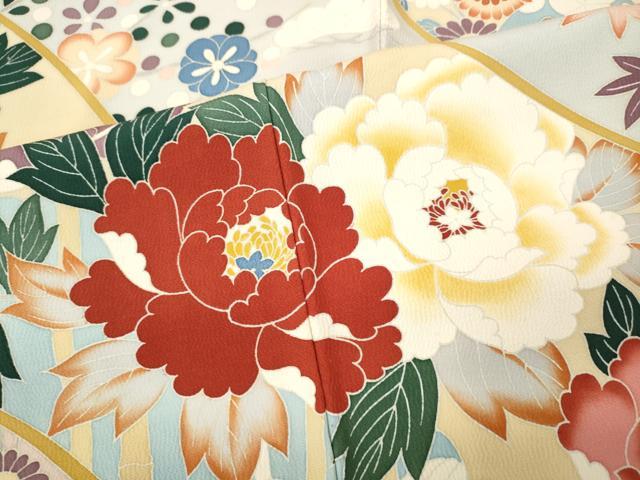 平和屋着物●豪華振袖　友禅　草花文　正絹　逸品　CABI9959ut