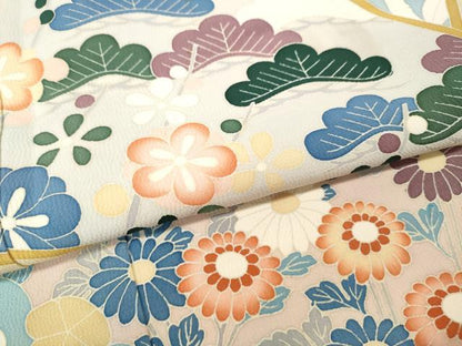 平和屋着物●豪華振袖　友禅　草花文　正絹　逸品　CABI9959ut