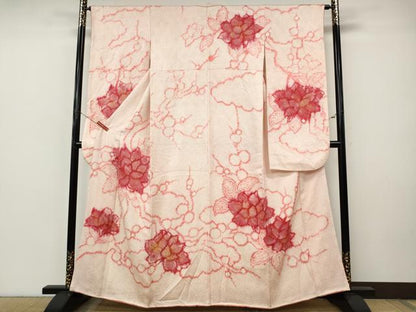 平和屋着物●豪華振袖　総絞り　枝花文　正絹　逸品　CABI9960ut