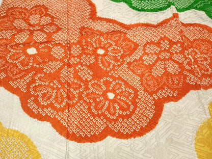 平和屋着物●豪華振袖　総絞り　雲取り草花文　正絹　逸品　CABI9961ut