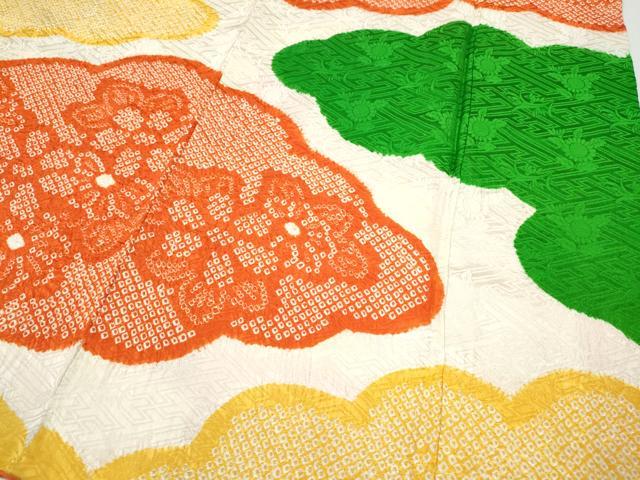 平和屋着物●豪華振袖　総絞り　雲取り草花文　正絹　逸品　CABI9961ut