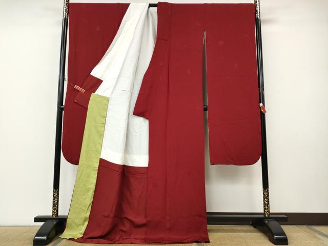平和屋着物●世界的ファッションデザイナー　山本寛斎　kansaiブランド　振袖　舞花地紋　朱色　正絹　逸品　CABI9962ut