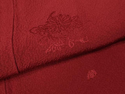 平和屋着物●世界的ファッションデザイナー　山本寛斎　kansaiブランド　振袖　舞花地紋　朱色　正絹　逸品　CABI9962ut