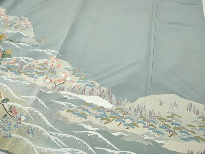 平和屋着物●豪華色留袖　友禅　御所解船花文　暈し染め　正絹　逸品　CABI9963ut