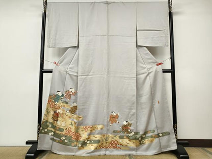 平和屋着物●豪華色留袖　作家物　エ霞唐子草花文　金彩　正絹　逸品　CABI9964ut