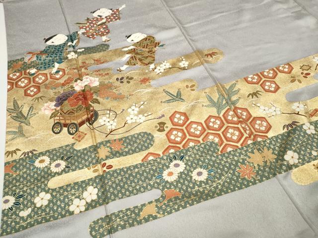 平和屋着物●豪華色留袖　作家物　エ霞唐子草花文　金彩　正絹　逸品　CABI9964ut