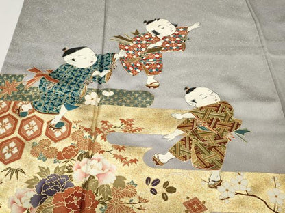 平和屋着物●豪華色留袖　作家物　エ霞唐子草花文　金彩　正絹　逸品　CABI9964ut