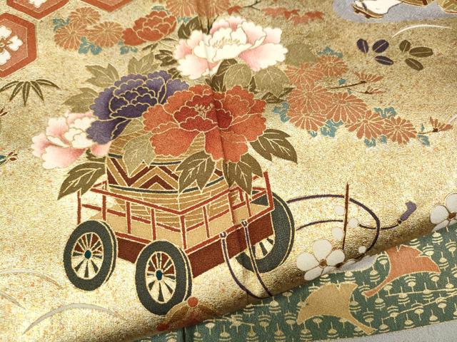 平和屋着物●豪華色留袖　作家物　エ霞唐子草花文　金彩　正絹　逸品　CABI9964ut