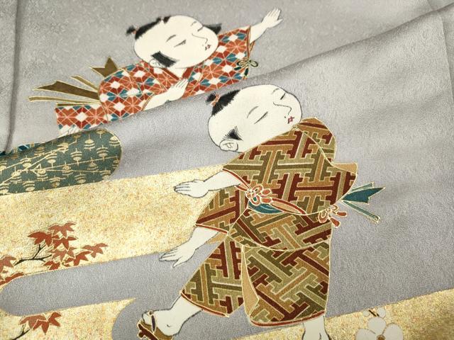 平和屋着物●豪華色留袖　作家物　エ霞唐子草花文　金彩　正絹　逸品　CABI9964ut