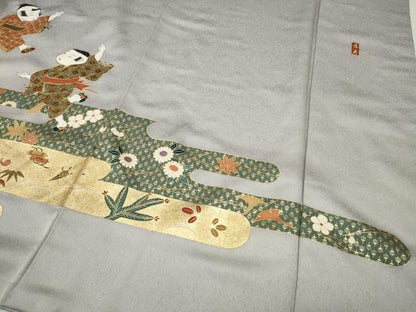 平和屋着物●豪華色留袖　作家物　エ霞唐子草花文　金彩　正絹　逸品　CABI9964ut