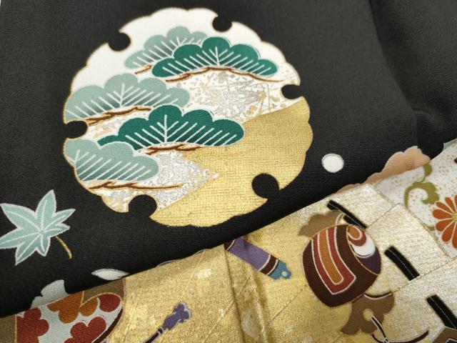 平和屋着物●谷崎潤一郎の世界　黒留袖　刺繍　檜扇雪輪飛鶴花文　金彩　正絹　逸品　未使用　CABI9965ut