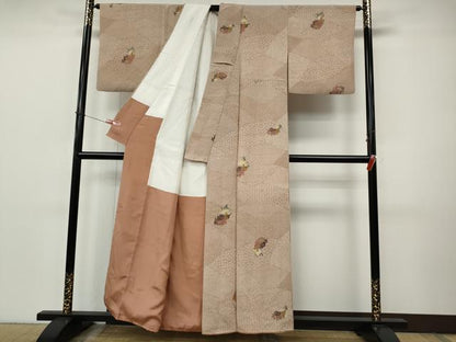 平和屋着物●上質な小紋　型染め　唐獅子　正絹　逸品　CABI9968ut