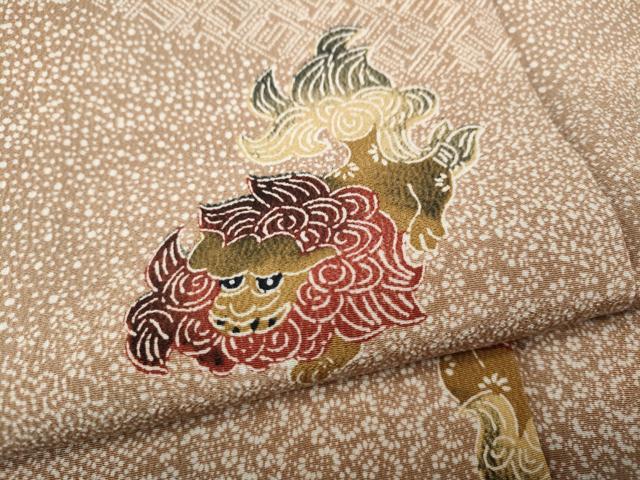 平和屋着物●上質な小紋　型染め　唐獅子　正絹　逸品　CABI9968ut
